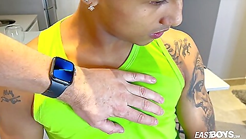 Sexy young girl gets fucked by a huge cock